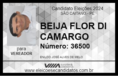 Candidato BEIJA FLOR DI CAMARGO 2024 - SÃO CAITANO - Eleições