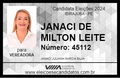 Candidato JANACI DE MILTON LEITE 2024 - IBIRAJUBA - Eleições