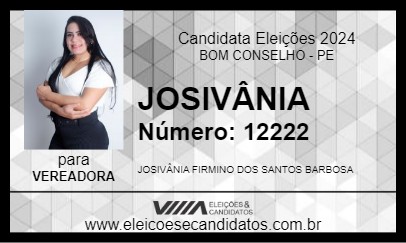 Candidato JOSIVÂNIA 2024 - BOM CONSELHO - Eleições