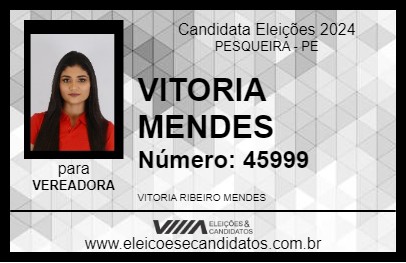 Candidato VITORIA MENDES 2024 - PESQUEIRA - Eleições