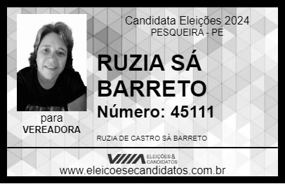 Candidato RUZIA SÁ BARRETO 2024 - PESQUEIRA - Eleições