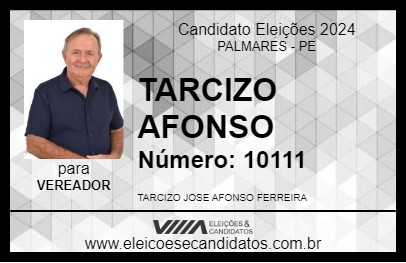 Candidato TARCIZO AFONSO 2024 - PALMARES - Eleições