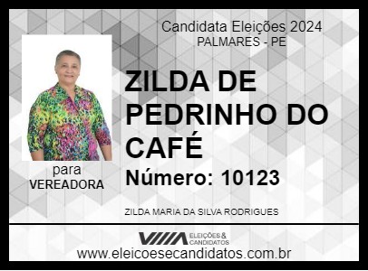 Candidato ZILDA DE PEDRINHO DO CAFÉ 2024 - PALMARES - Eleições