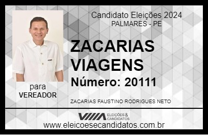 Candidato ZACARIAS VIAGENS 2024 - PALMARES - Eleições