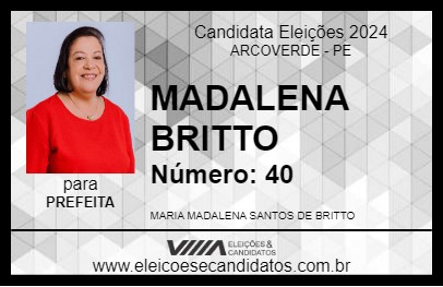 Candidato MADALENA BRITTO 2024 - ARCOVERDE - Eleições