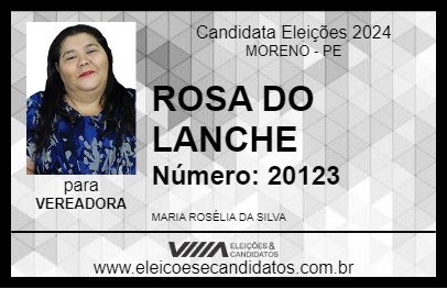 Candidato ROSA DO LANCHE 2024 - MORENO - Eleições