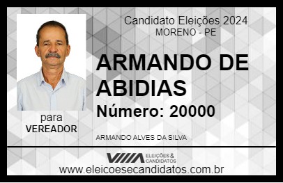 Candidato ARMANDO DE ABIDIAS 2024 - MORENO - Eleições