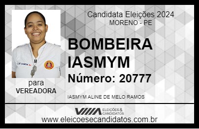 Candidato BOMBEIRA IASMYM 2024 - MORENO - Eleições