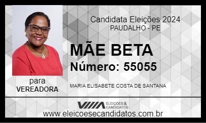 Candidato MÃE BETA 2024 - PAUDALHO - Eleições