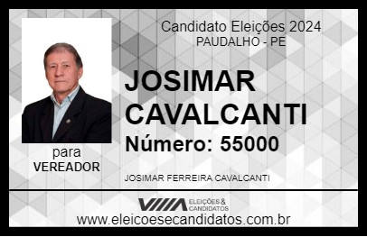 Candidato JOSIMAR CAVALCANTI 2024 - PAUDALHO - Eleições