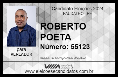 Candidato ROBERTO POETA 2024 - PAUDALHO - Eleições