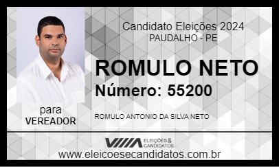 Candidato ROMULO NETO 2024 - PAUDALHO - Eleições