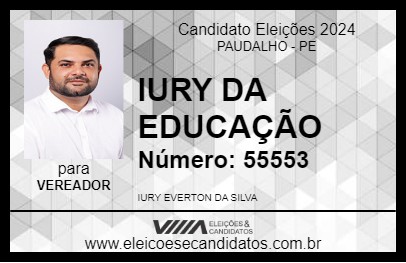 Candidato IURY DA EDUCAÇÃO  2024 - PAUDALHO - Eleições