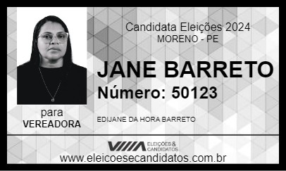 Candidato JANE BARRETO 2024 - MORENO - Eleições