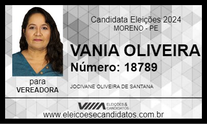 Candidato VANIA OLIVEIRA 2024 - MORENO - Eleições