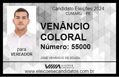 Candidato VENÂNCIO COLORAL 2024 - CUMARU - Eleições