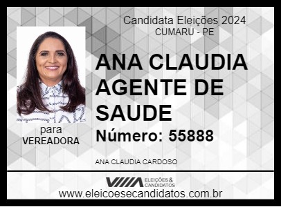 Candidato ANA CLAUDIA AGENTE DE SAUDE 2024 - CUMARU - Eleições