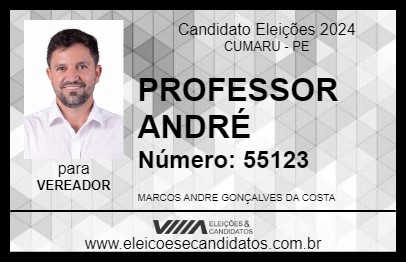 Candidato PROFESSOR ANDRÉ 2024 - CUMARU - Eleições