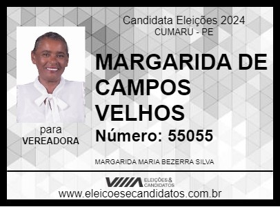 Candidato MARGARIDA DE CAMPOS VELHOS 2024 - CUMARU - Eleições