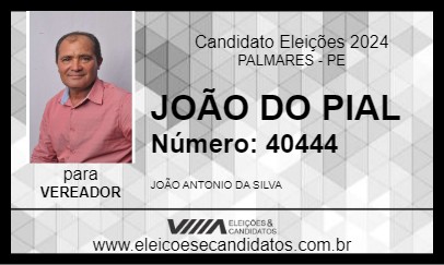 Candidato JOÃO DO PIAL 2024 - PALMARES - Eleições