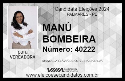 Candidato MANÚ BOMBEIRA 2024 - PALMARES - Eleições