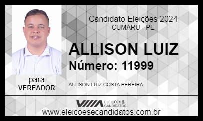 Candidato ALLISON LUIZ 2024 - CUMARU - Eleições