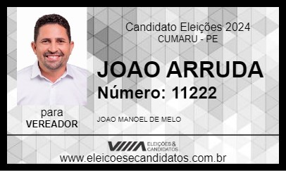 Candidato JOAO ARRUDA 2024 - CUMARU - Eleições