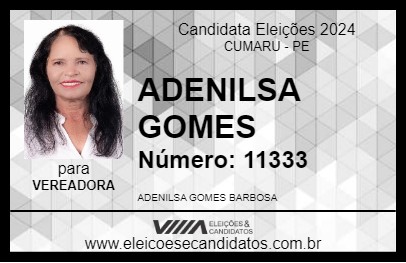 Candidato ADENILSA GOMES 2024 - CUMARU - Eleições