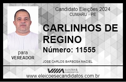 Candidato CARLINHOS DE REGINO 2024 - CUMARU - Eleições