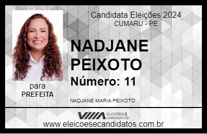 Candidato NADJANE PEIXOTO 2024 - CUMARU - Eleições