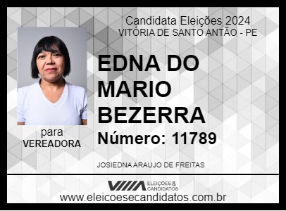 Candidato EDNA DO MARIO BEZERRA 2024 - VITÓRIA DE SANTO ANTÃO - Eleições