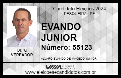 Candidato EVANDO JUNIOR 2024 - PESQUEIRA - Eleições