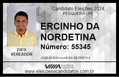 Candidato ERCINHO DA BARRIGUDA 2024 - PESQUEIRA - Eleições