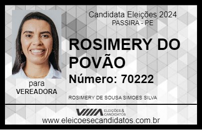 Candidato ROSIMERY DO POVÃO 2024 - PASSIRA - Eleições