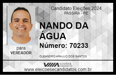 Candidato NANDO DA ÁGUA 2024 - PASSIRA - Eleições