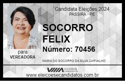 Candidato SOCORRO FELIX 2024 - PASSIRA - Eleições