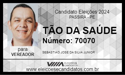 Candidato TÃO DA SAÚDE 2024 - PASSIRA - Eleições