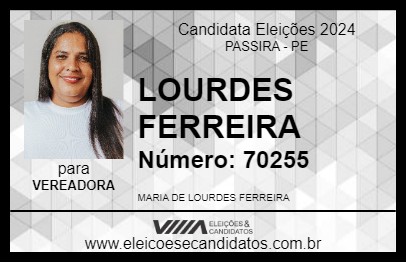 Candidato LOURDES FERREIRA 2024 - PASSIRA - Eleições