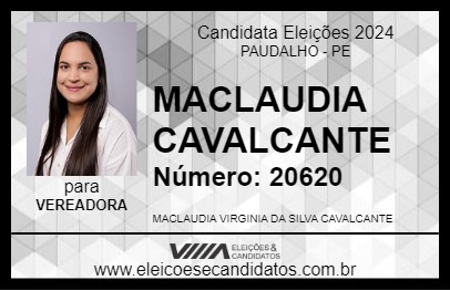 Candidato MACLAUDIA CAVALCANTE 2024 - PAUDALHO - Eleições