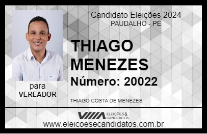 Candidato THIAGO MENEZES 2024 - PAUDALHO - Eleições