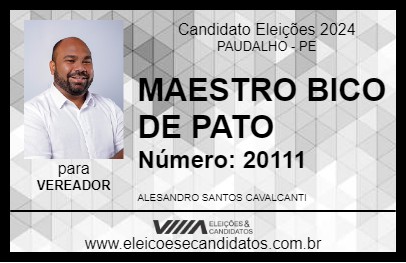 Candidato MAESTRO BICO DE PATO 2024 - PAUDALHO - Eleições