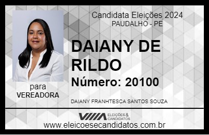 Candidato DAIANY DE RILDO 2024 - PAUDALHO - Eleições