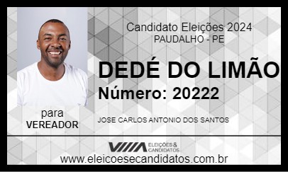 Candidato DEDÉ DO LIMÃO 2024 - PAUDALHO - Eleições