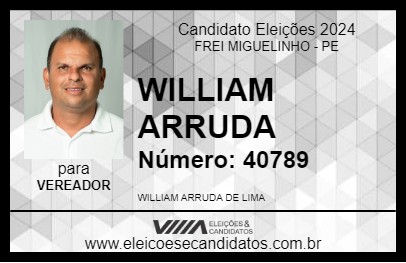 Candidato WILLIAM ARRUDA 2024 - FREI MIGUELINHO - Eleições