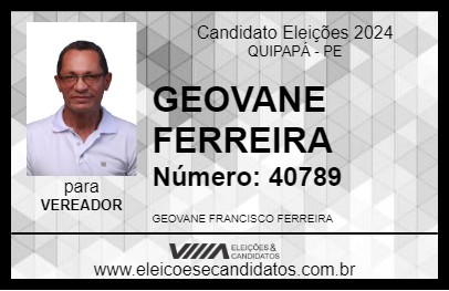 Candidato GEOVANE FERREIRA 2024 - QUIPAPÁ - Eleições