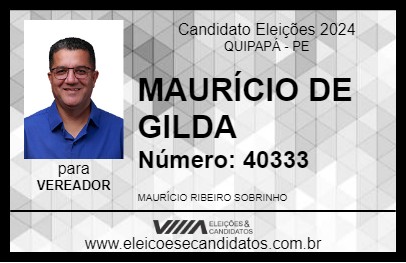 Candidato MAURÍCIO DE GILDA 2024 - QUIPAPÁ - Eleições