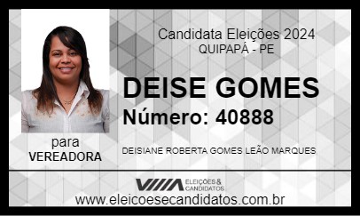 Candidato DEISE GOMES 2024 - QUIPAPÁ - Eleições