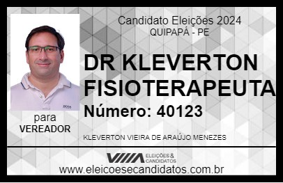 Candidato DR KLEVERTON FISIOTERAPEUTA 2024 - QUIPAPÁ - Eleições