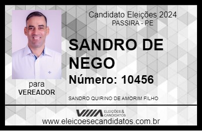 Candidato SANDRO DE NEGO  2024 - PASSIRA - Eleições