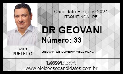 Candidato DR GEOVANI 2024 - ITAQUITINGA - Eleições